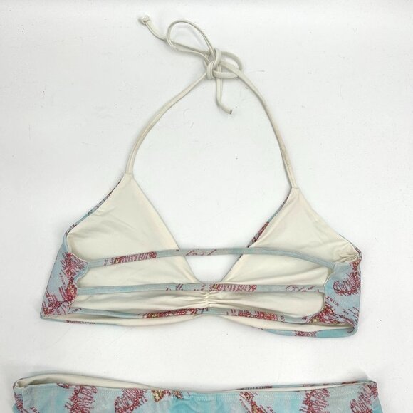 L*SPACE Blue Red White Reversible World Map Bikini Set Size Medium - Picture 6 of 7